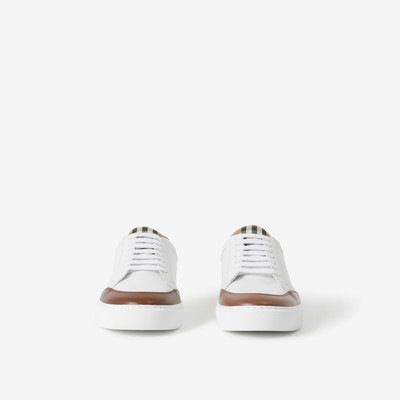 Burberry Leather and Check Cotton Sneakers outlook