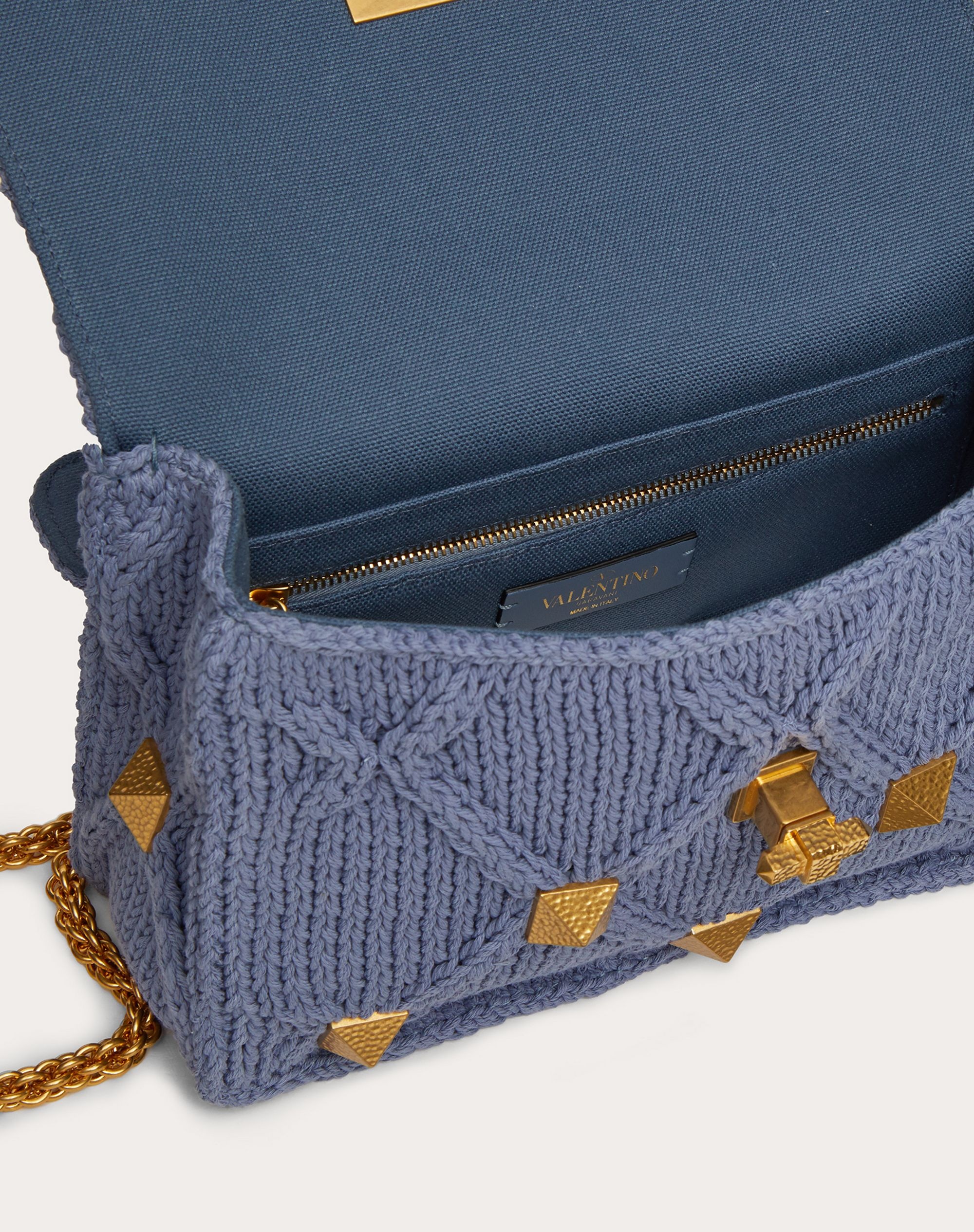 Medium Knitted Roman Stud The Shoulder Bag with Chain - 4