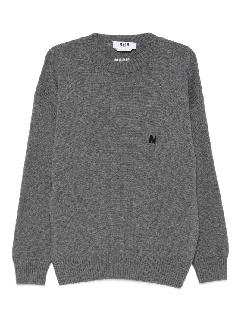 logo-embroidered wool sweater 1