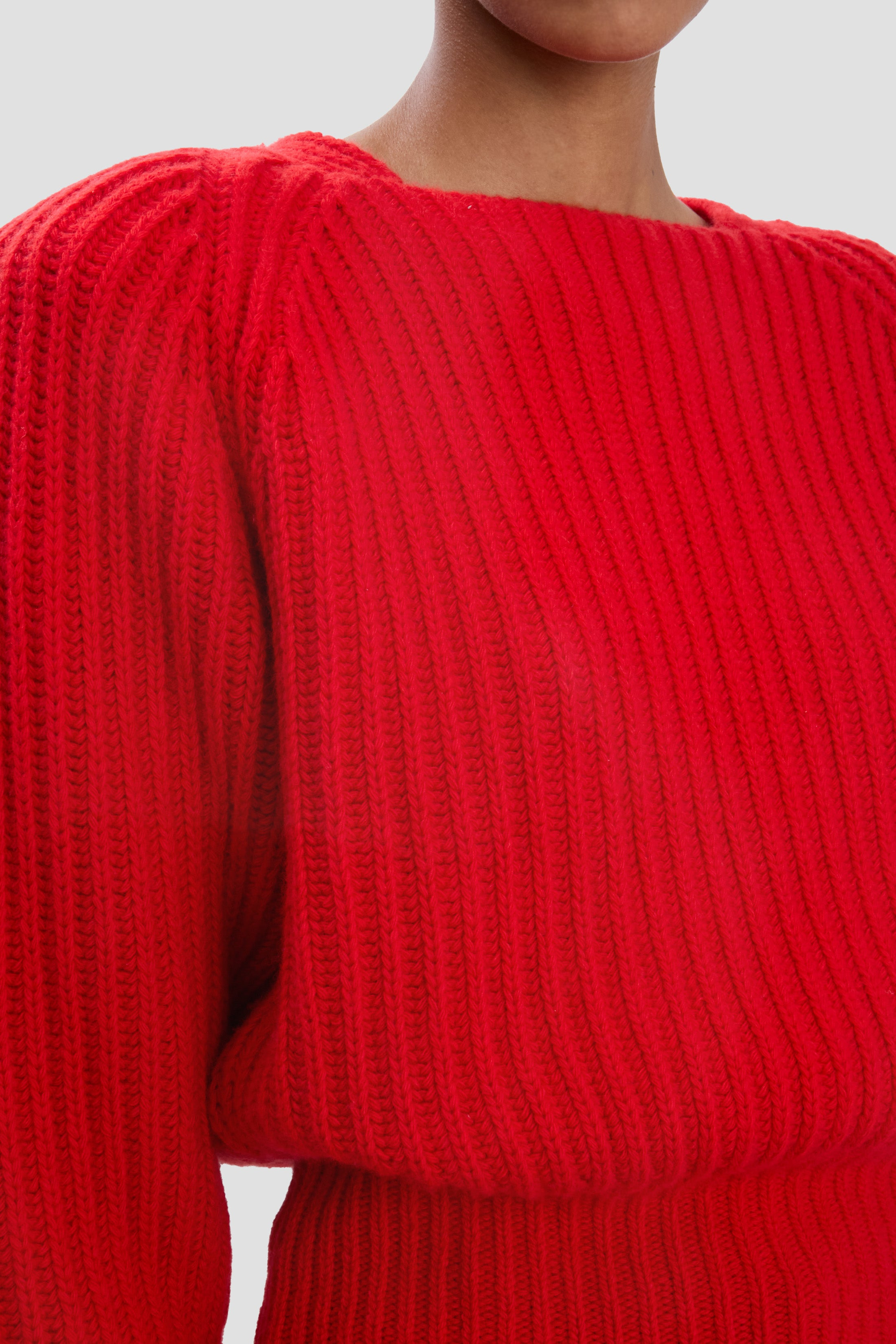 Rib Detail Cropped Jumper In Cayenne - 4