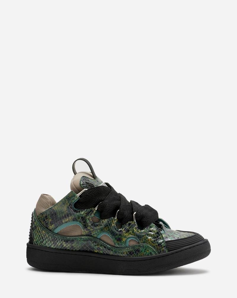 PYTHON PRINT LEATHER CURB SNEAKERS 1