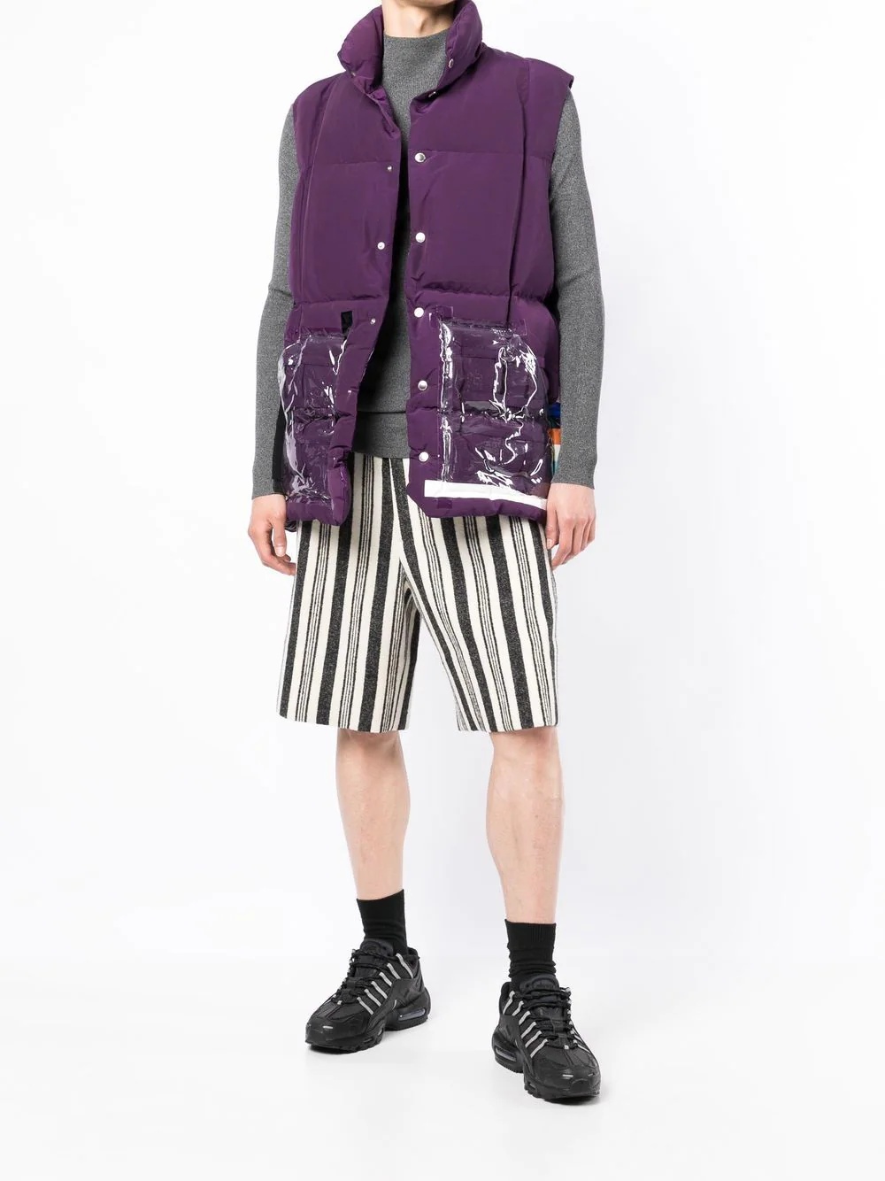 quilted funnel neck gilet - 2