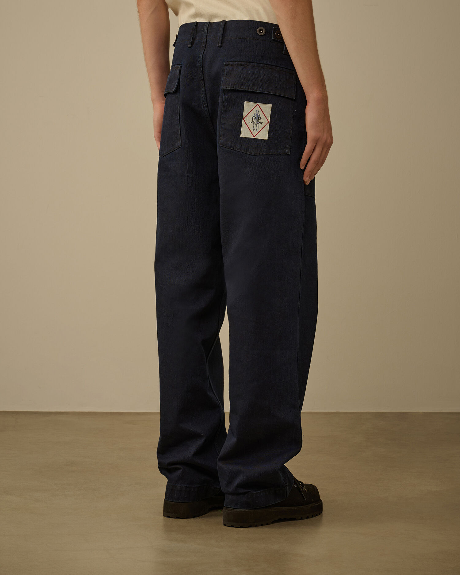 3/4 Plated Denim Loose Pants - 4