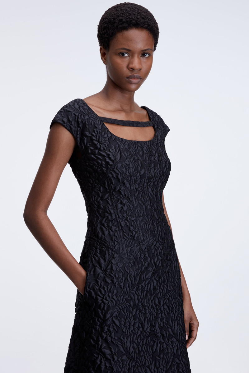 Pesca Dress In Black Embossed Cloque 4