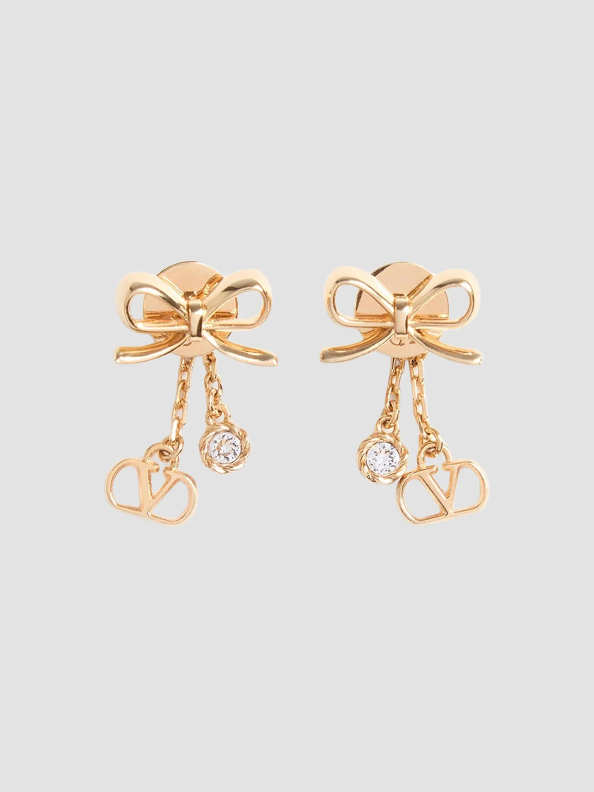 Women's VLogo Floc Earrings in Metal and Swarovski Crystals - Gold Crystal - 1