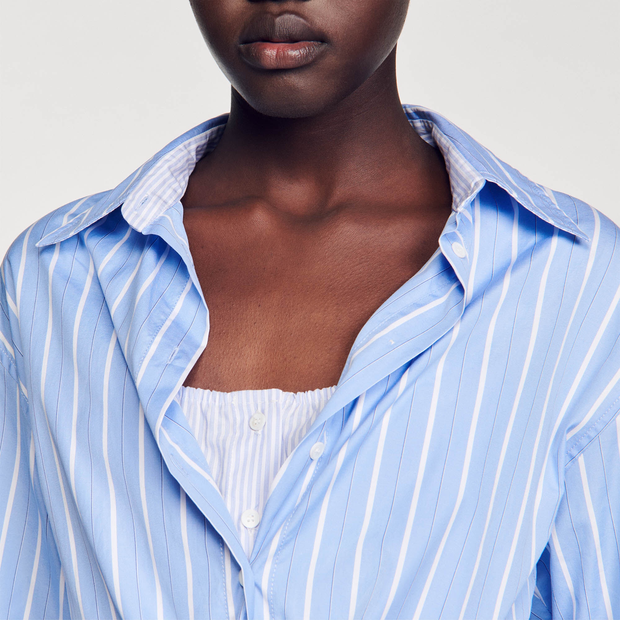STRIPED TIE-FRONT SHIRT DRESS - 4