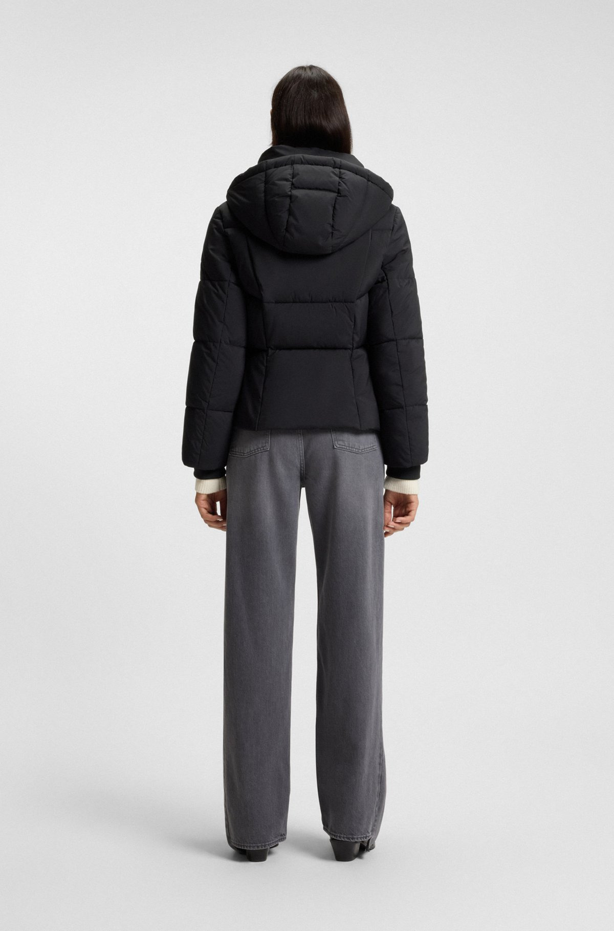 PADDED JACKET WITH HOOD AND PIPED DETAILS - 4