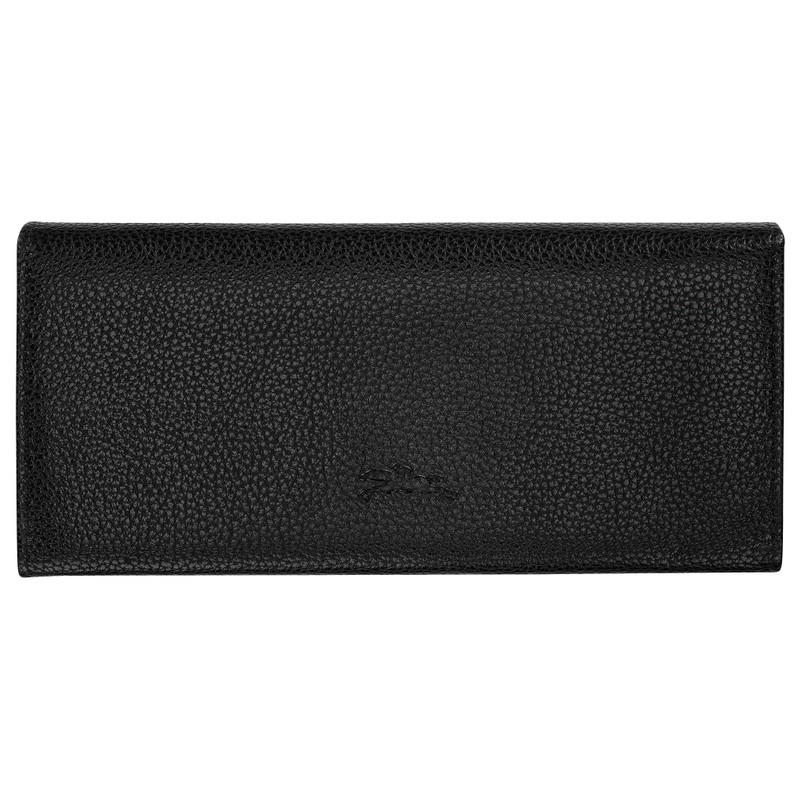 Longchamp Le Foulonné Long continental wallet Black - Leather outlook