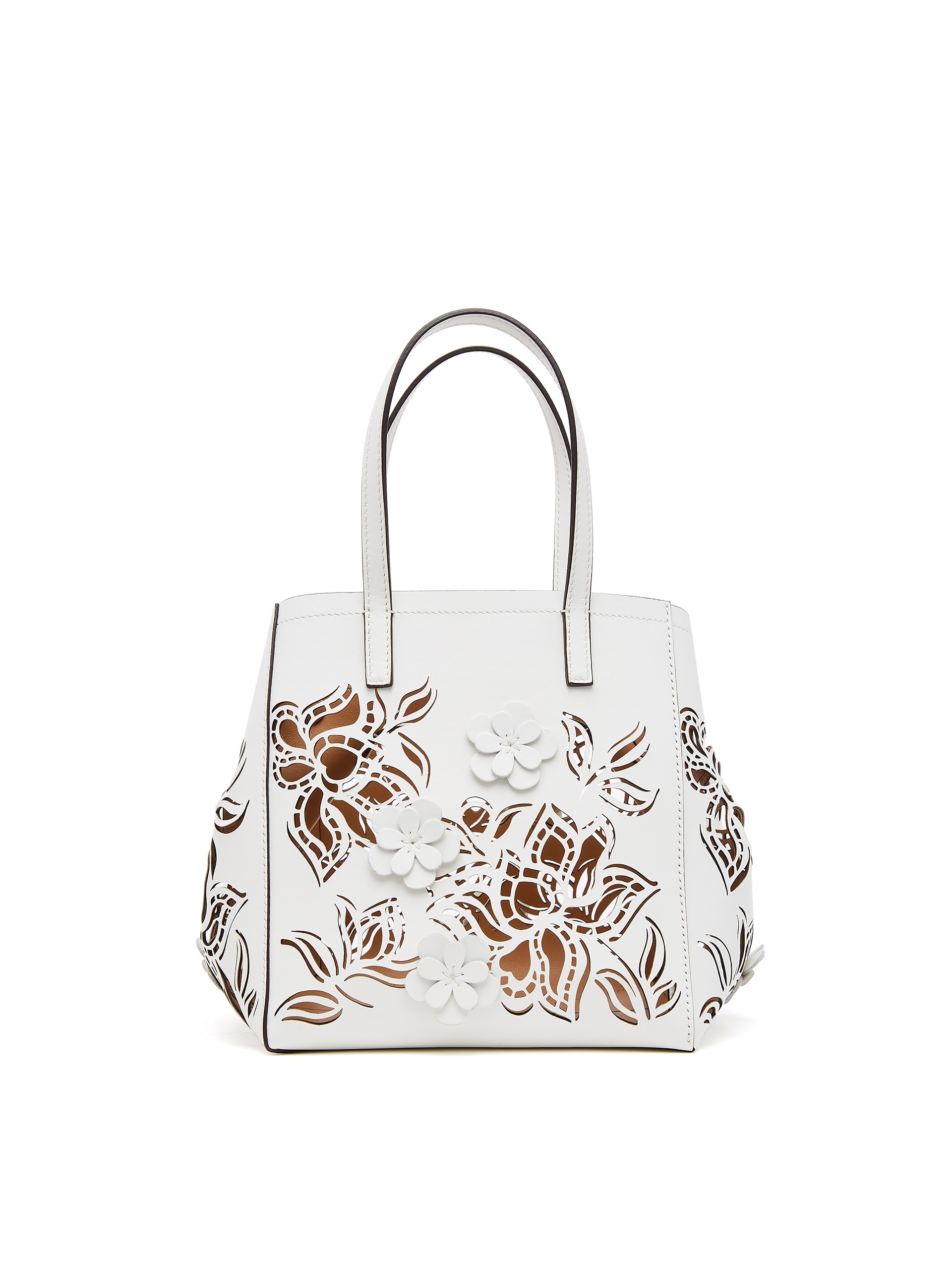 SMALL LASER CUT FLORAL SQUARE TOTE - 1