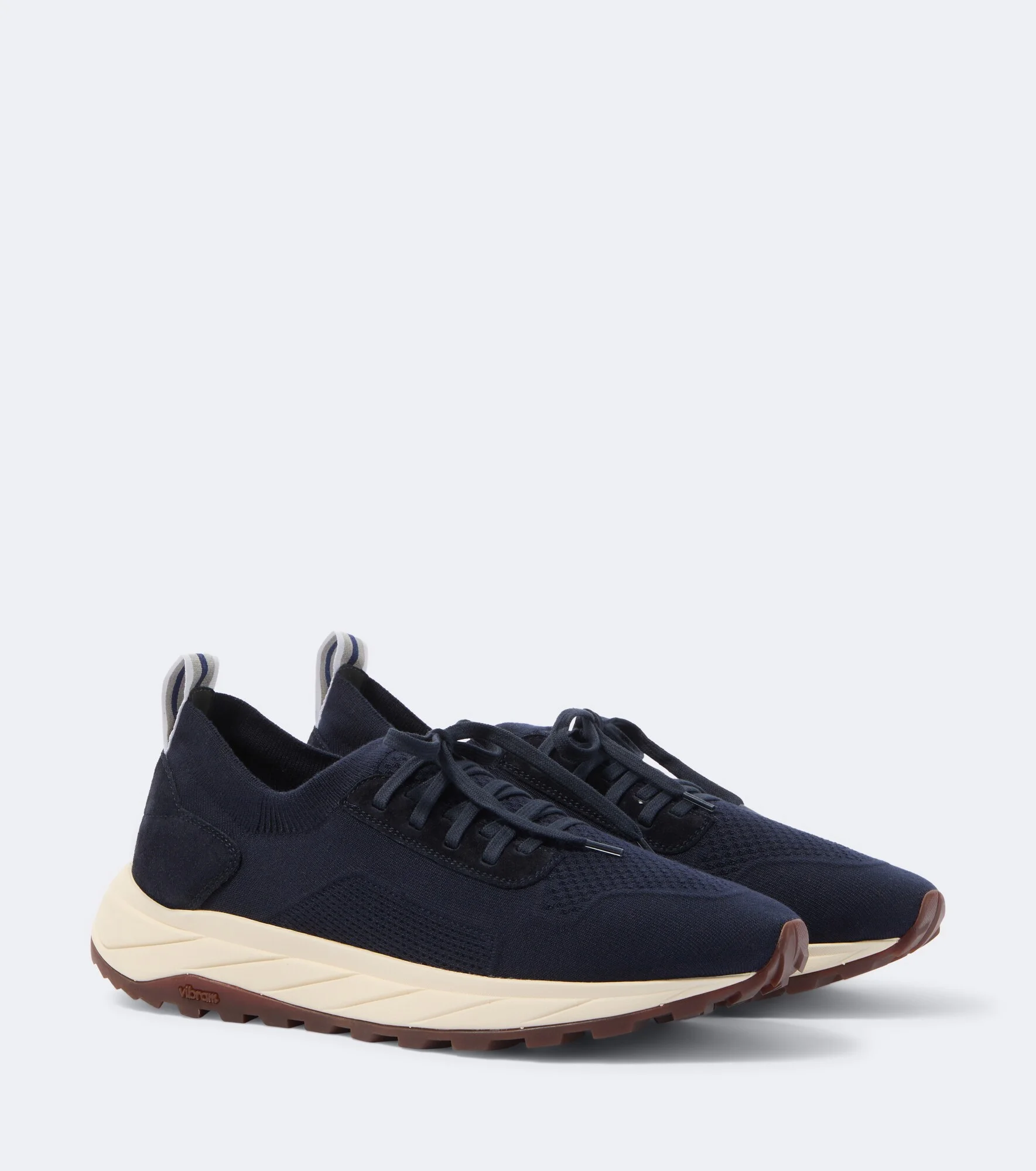 Knitted suede-trimmed sneakers - 1