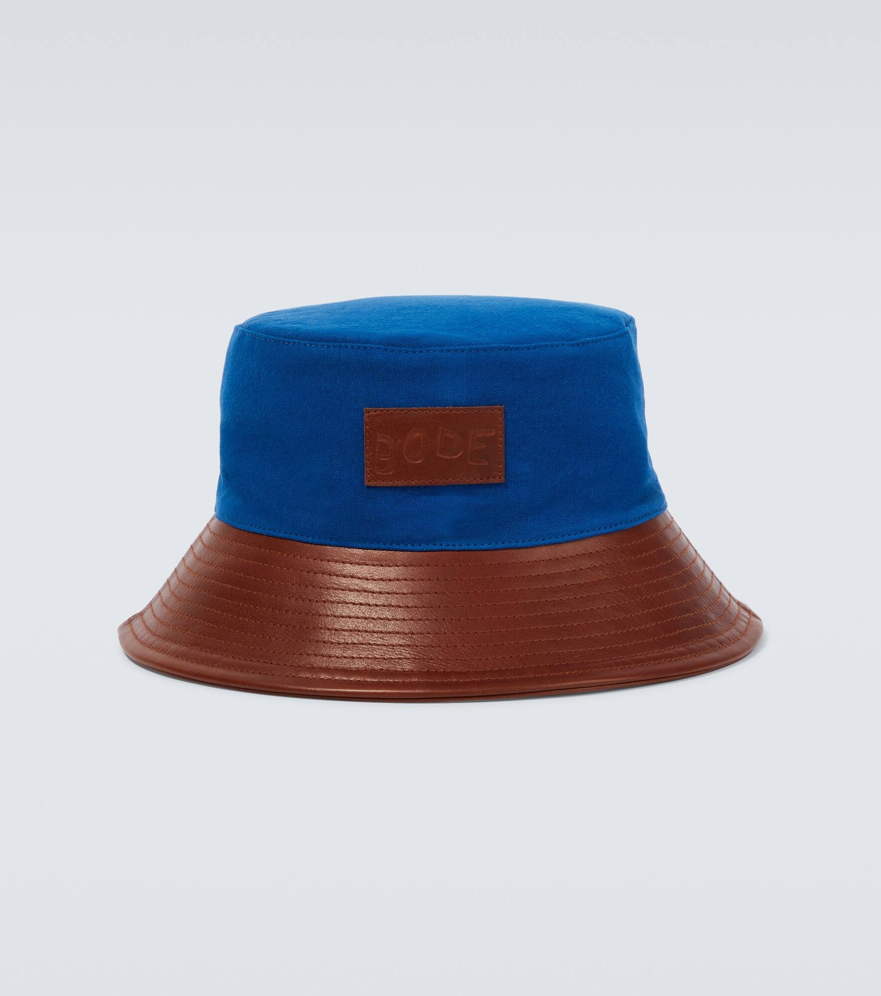 Cotton and leather bucket hat - 1