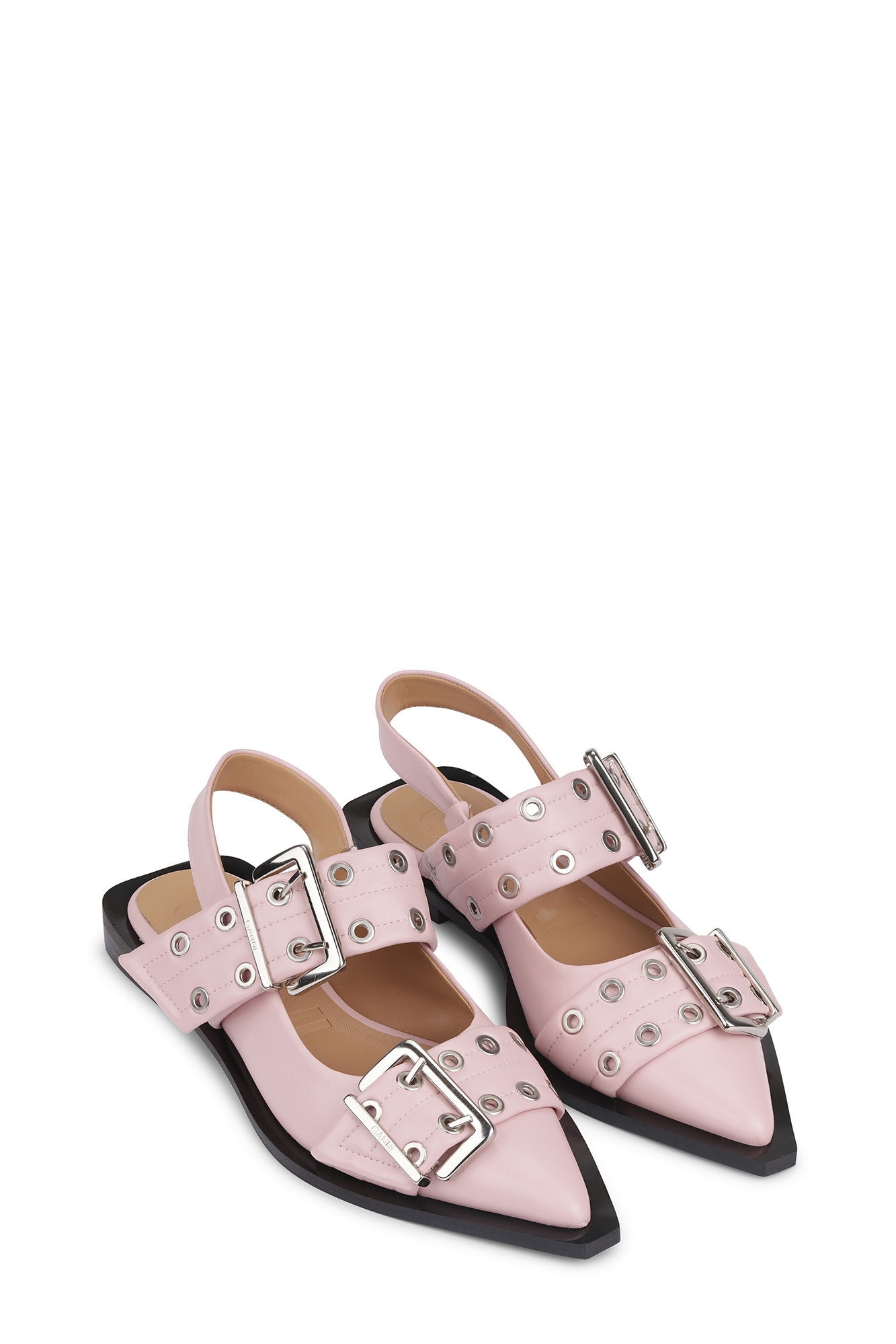 LIGHT PINK FEMININE BUCKLE BALLERINAS - 2