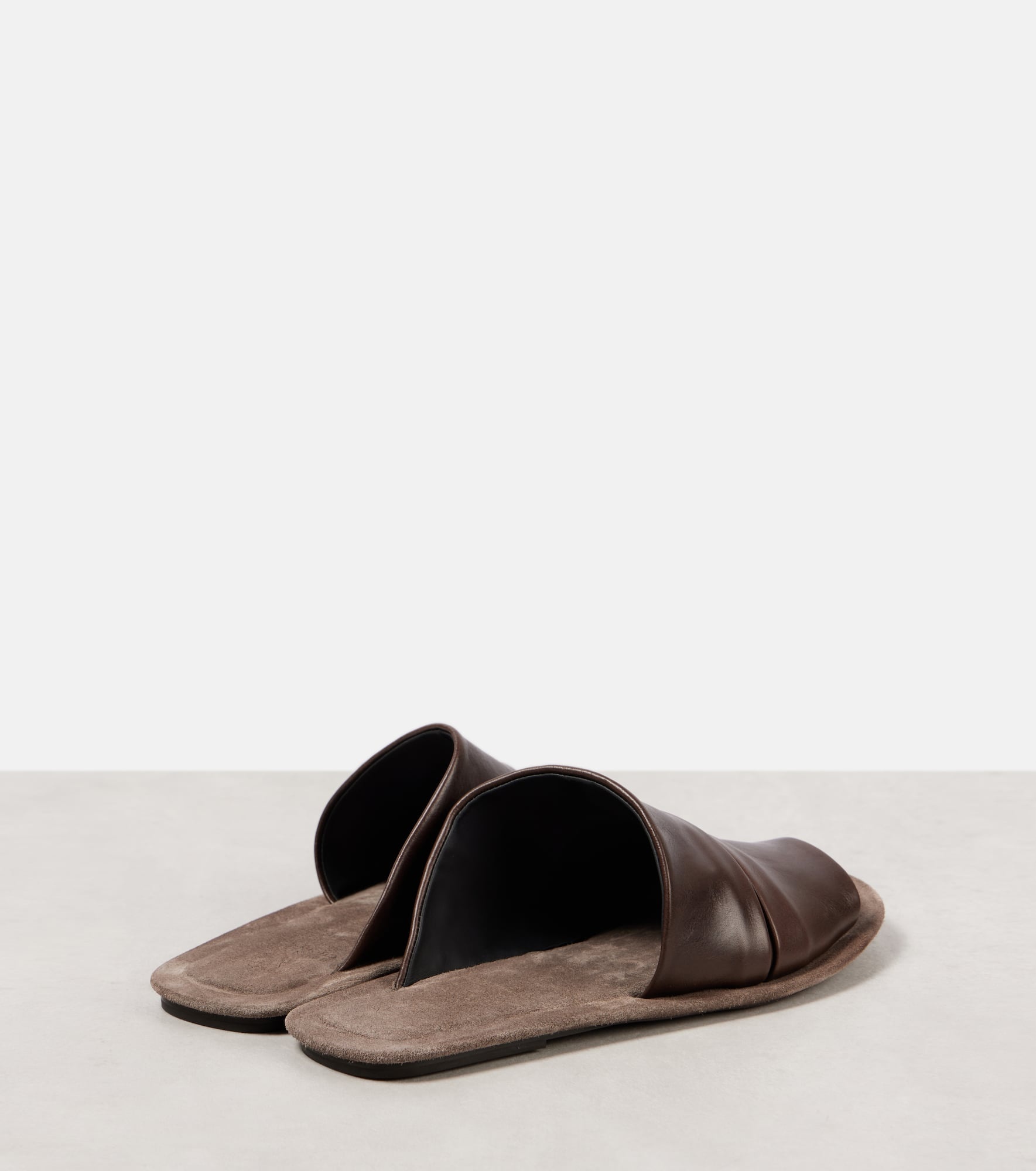 Ruched leather slides - 2
