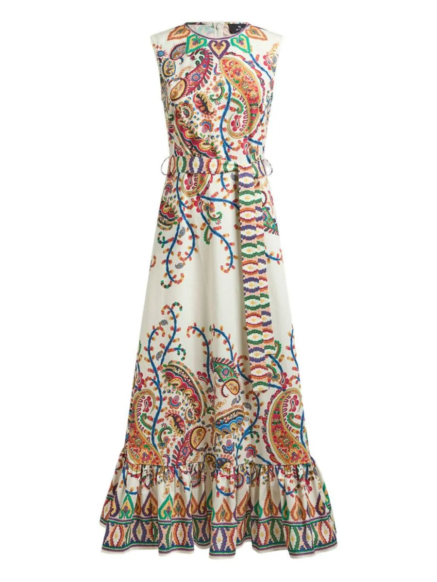 Etro Long Cotton Dress With Pattern - 1