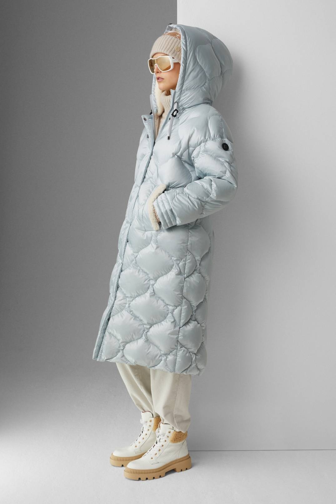 VALLY LAMBSKIN DOWN COAT IN ICE BLUE - 4