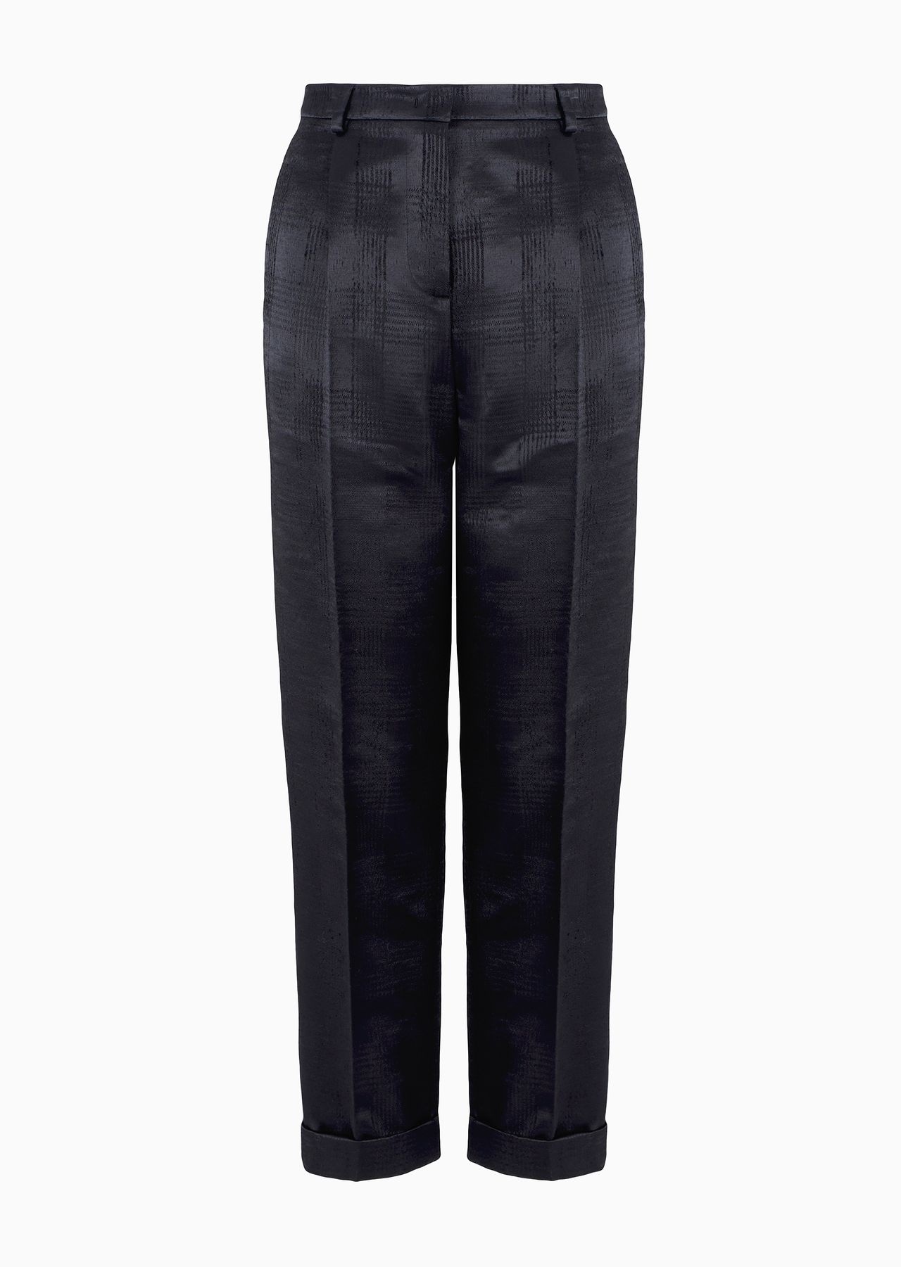 Straight-cut, one-pleat trousers in fluid wool with a Prince of Wales check motif - 1
