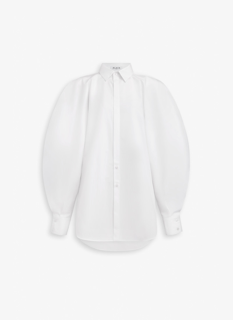 단추 POPLIN에 있는 BALLOON 소매 SHIRT - 1