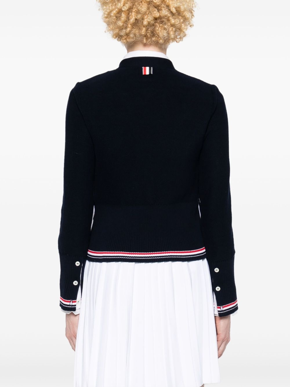 RWB-stripe cotton cardigan - 4