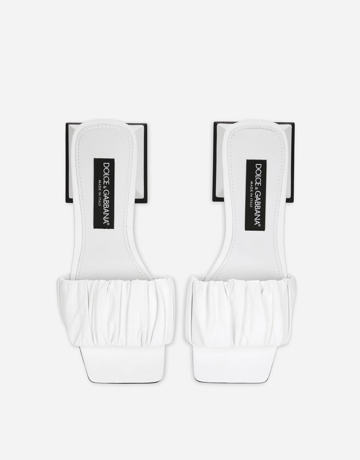Gathered nappa leather slides - 4