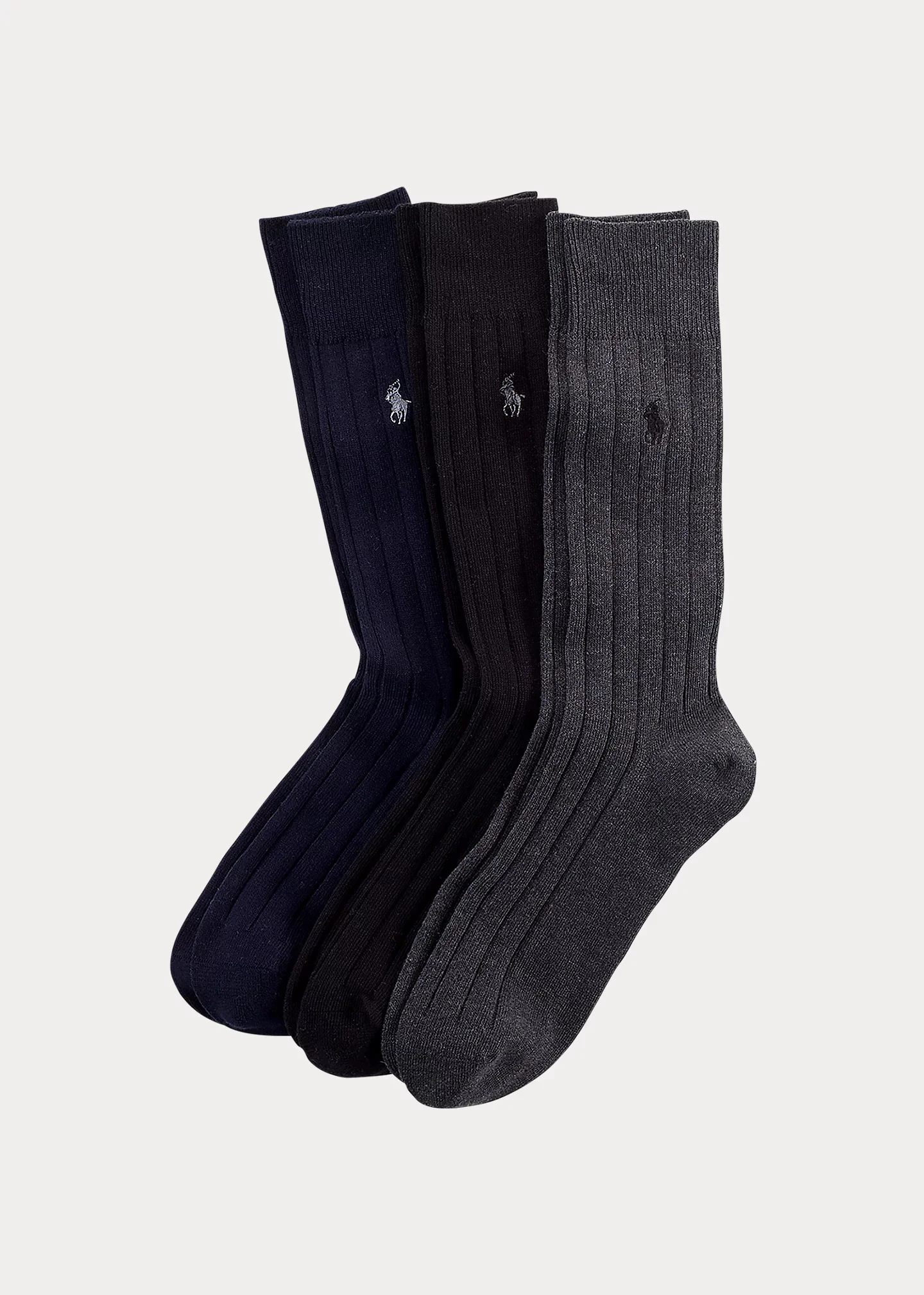 Ribbed Cotton-Blend Trouser Sock 3-Pack - 1