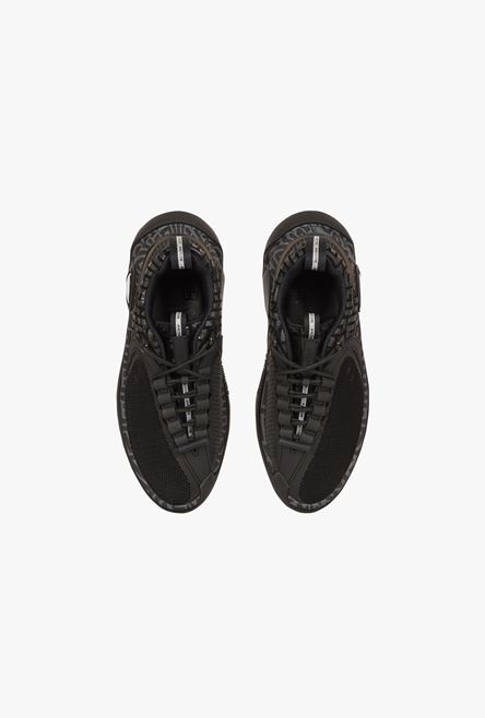 Black monogram suede and mesh B-Runner sneakers - 4