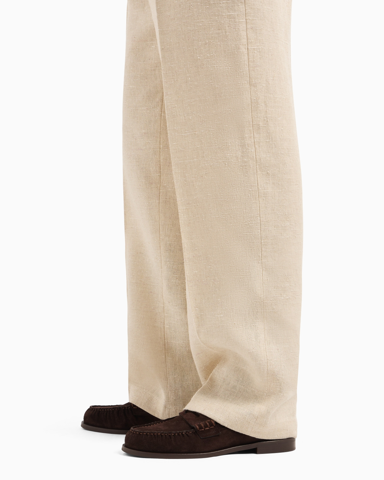 DENIM-EFFECT LINEN-BLEND TROUSERS - 5