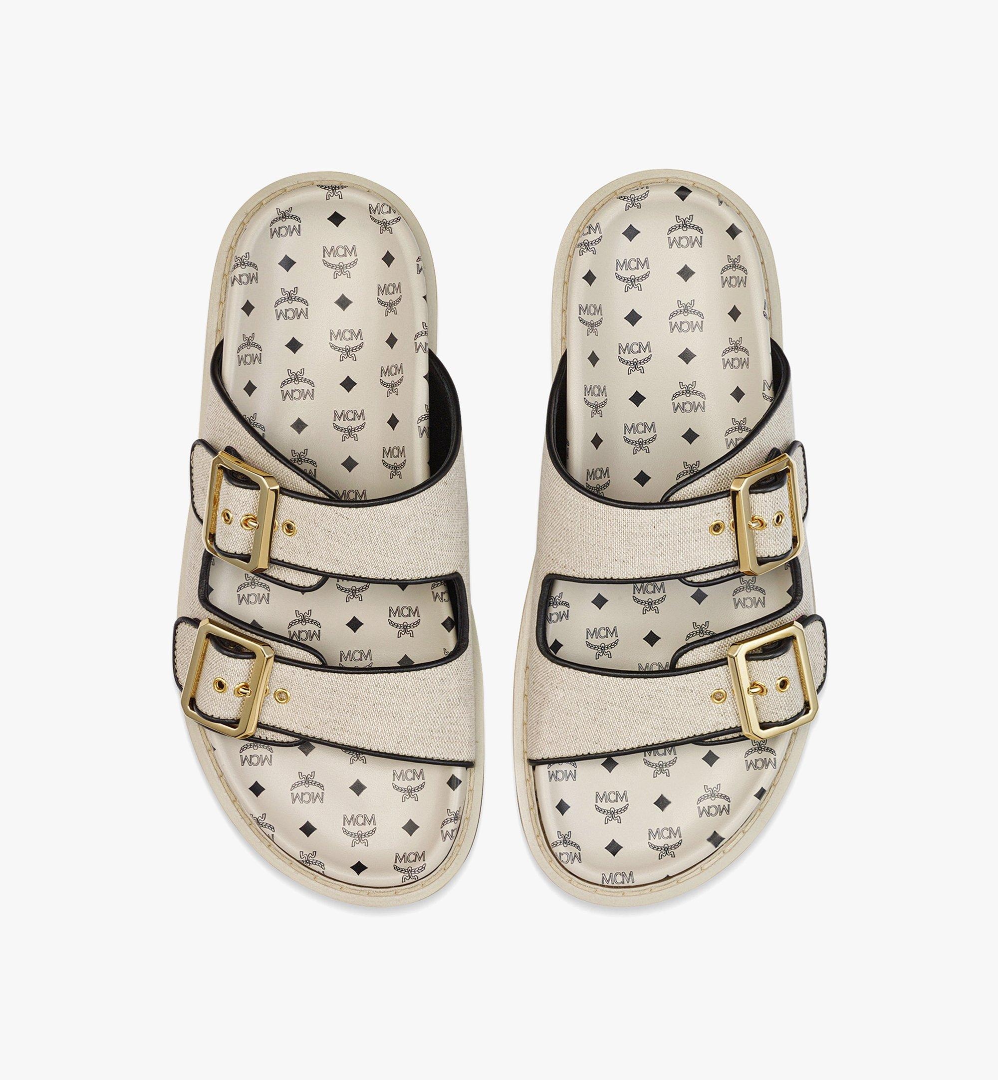 Sandals in Linen Leather Mix - 4