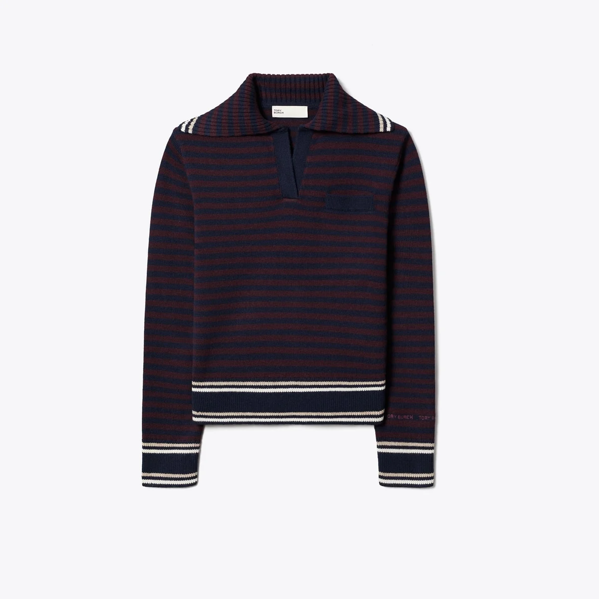 Wool Striped Collar Sweater - 1
