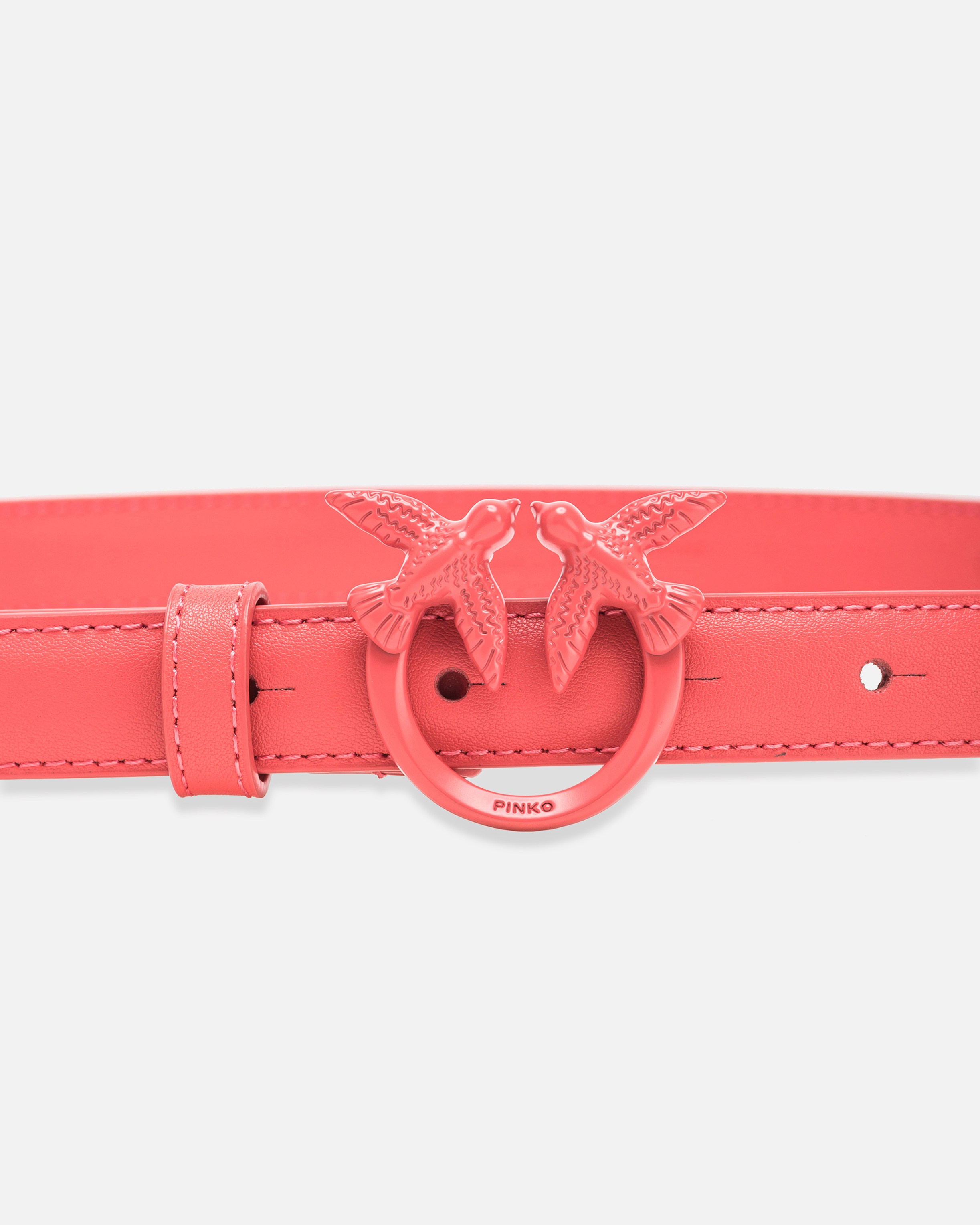 THIN COLOUR-BLOCK LOVE BIRDS LEATHER BELT 2CM - 2