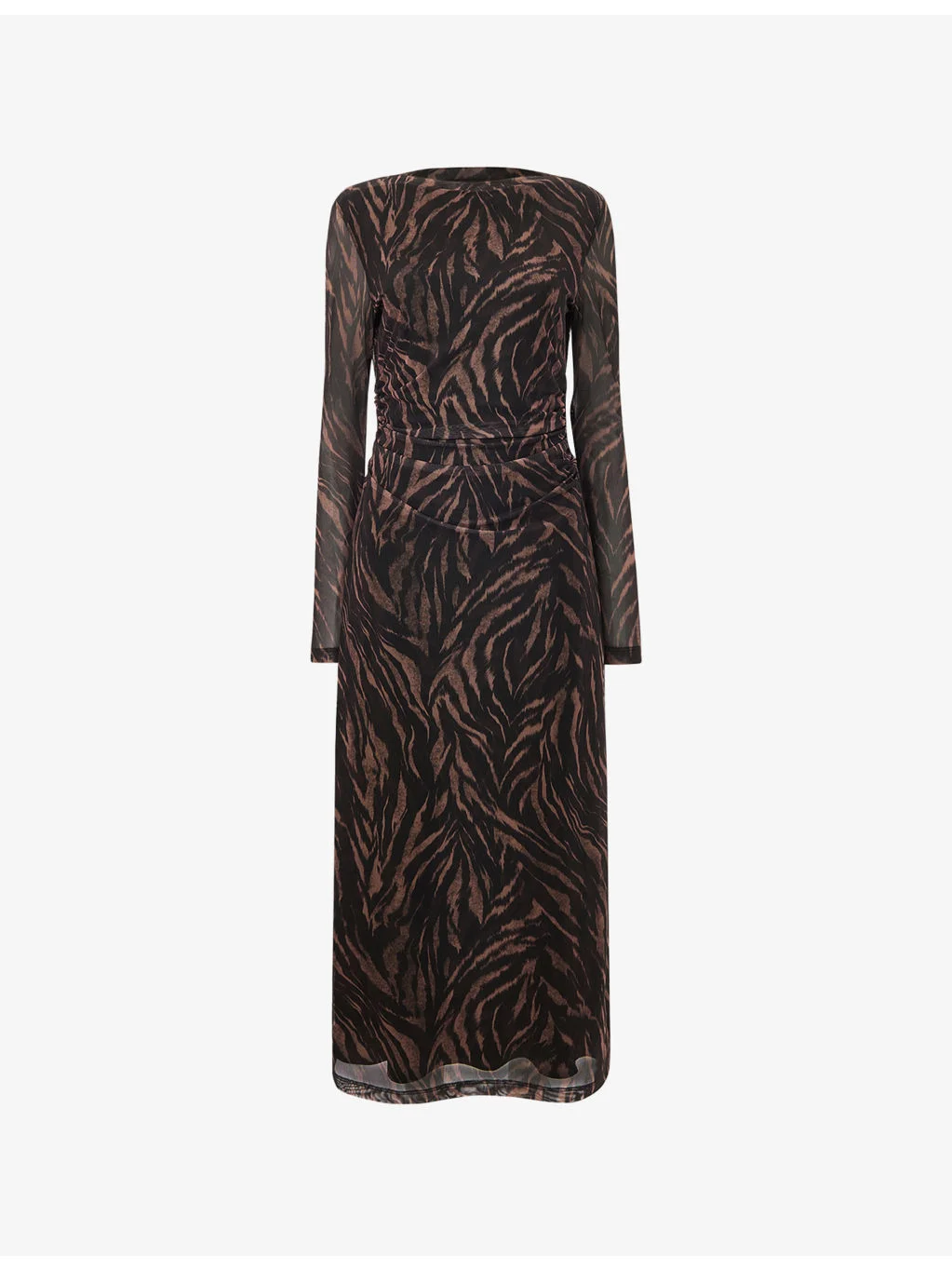 Abstract Zebra-Print Stretch-Mesh Midi Dress - 1