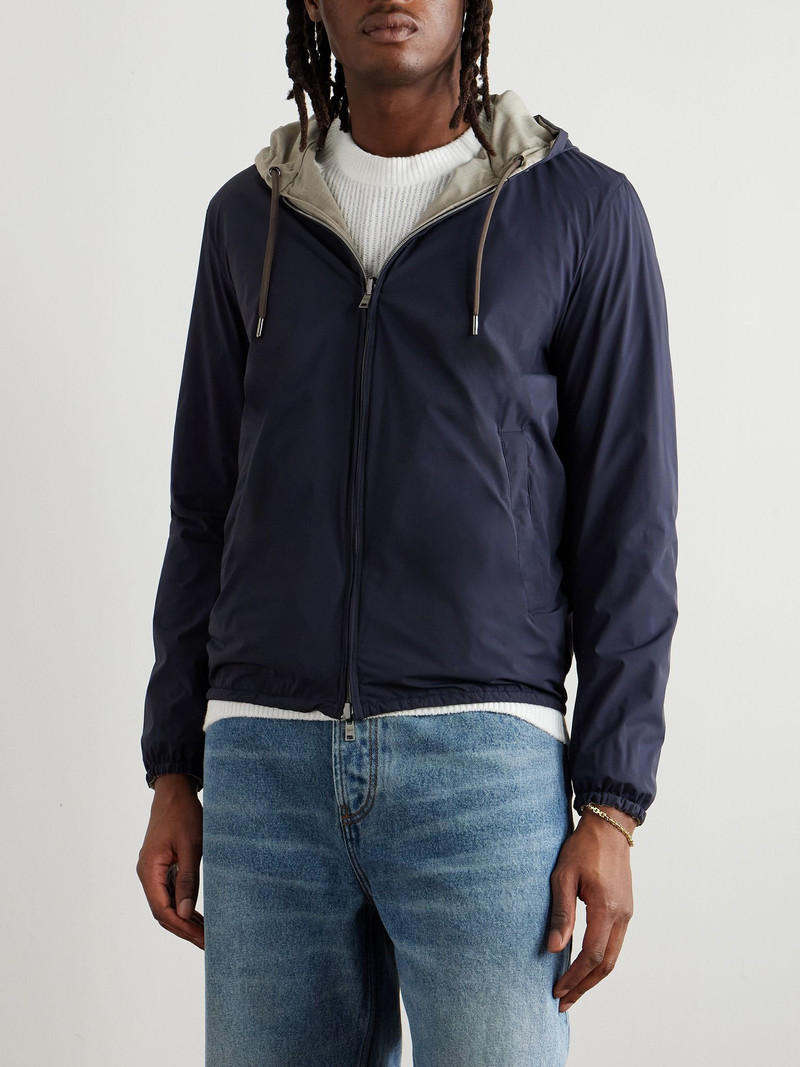 Reversible Virgin Wool and Silk-Blend and Shell Hooded Jacket Cream 3