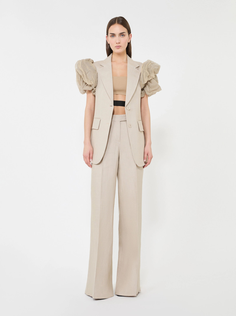 Max Mara ANGUS Wide-leg trousers in linen basketweave - SAND outlook