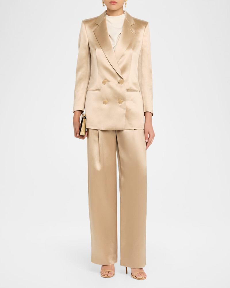 GIORGIO ARMANI Pleated Satin Straight-Leg Pants outlook