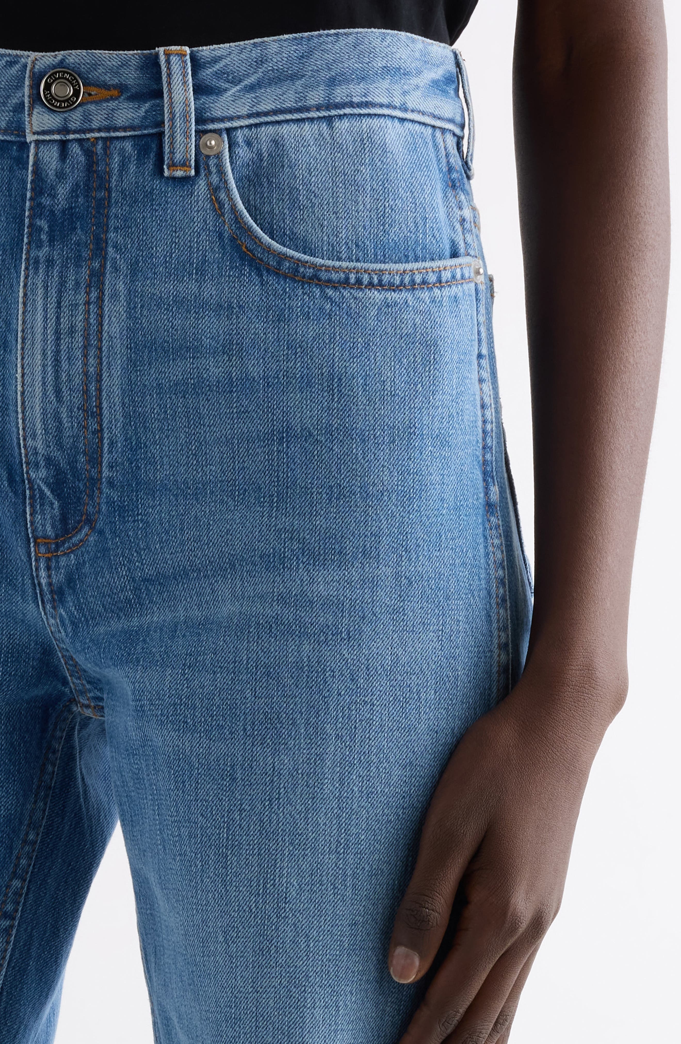 Givenchy Silk Straight Leg Jeans in Medium Blue at Nordstrom - 5