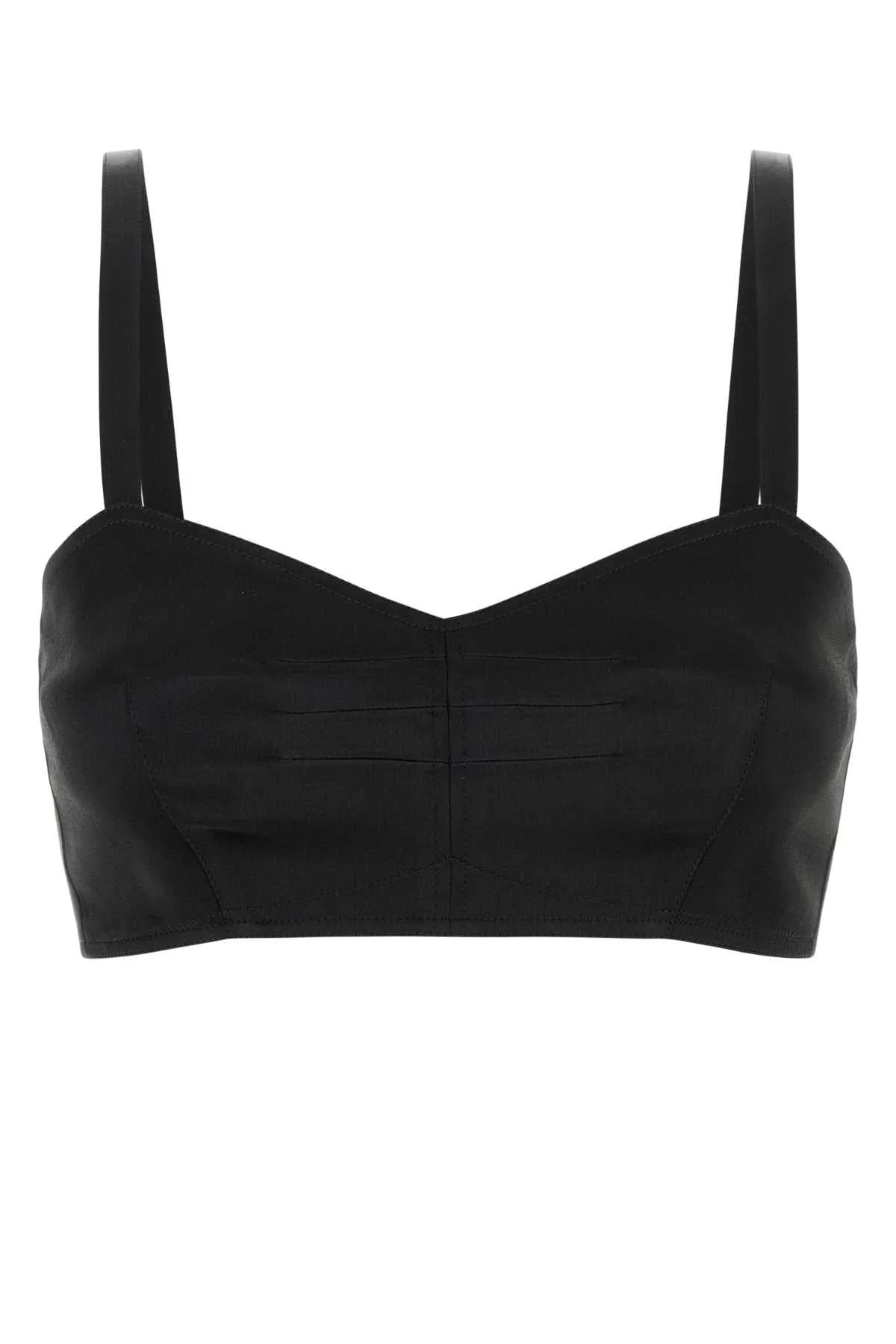 Prada Women Black Satin Crop-Top - 1