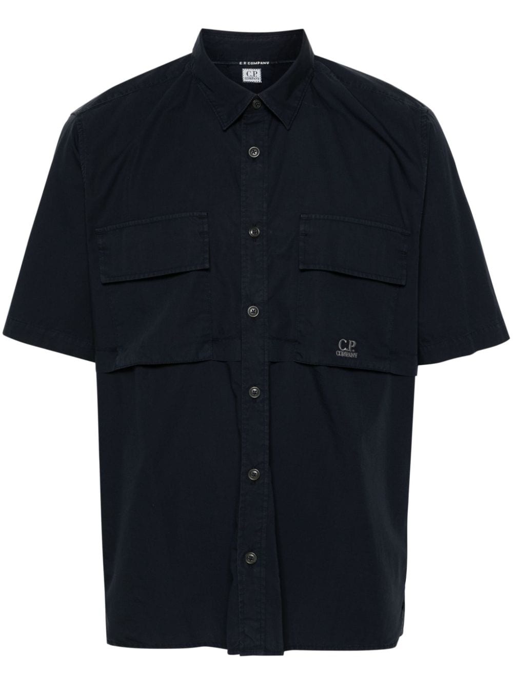 logo-embroidered cotton shirt - 1