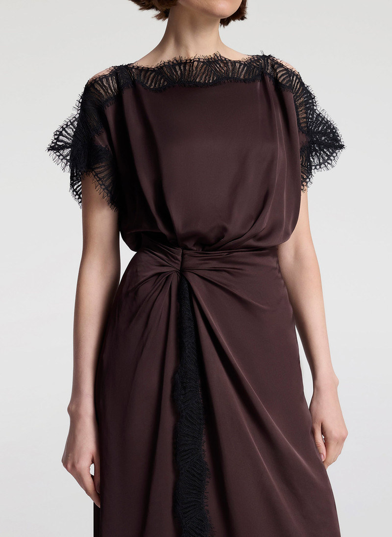 Luna Satin and Lace Midi Dress 3