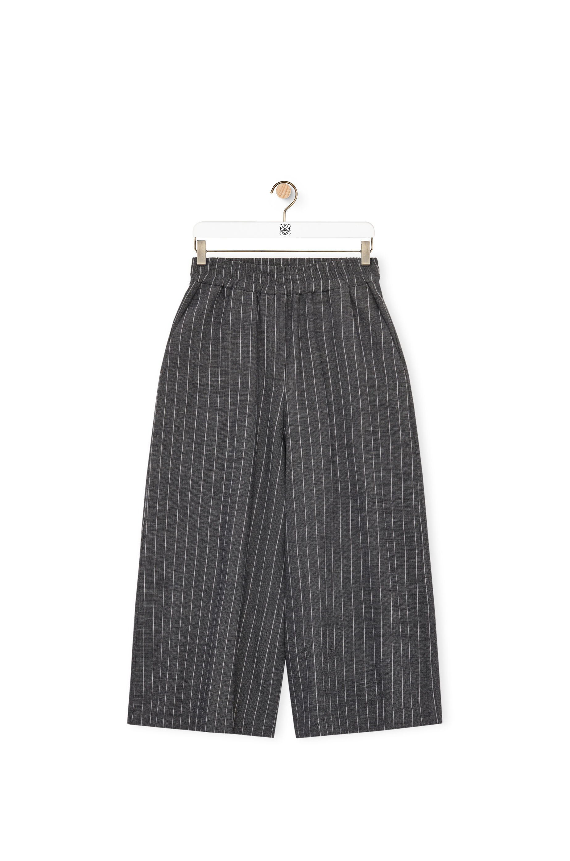 Stripe cropped trousers in wool blend - 1