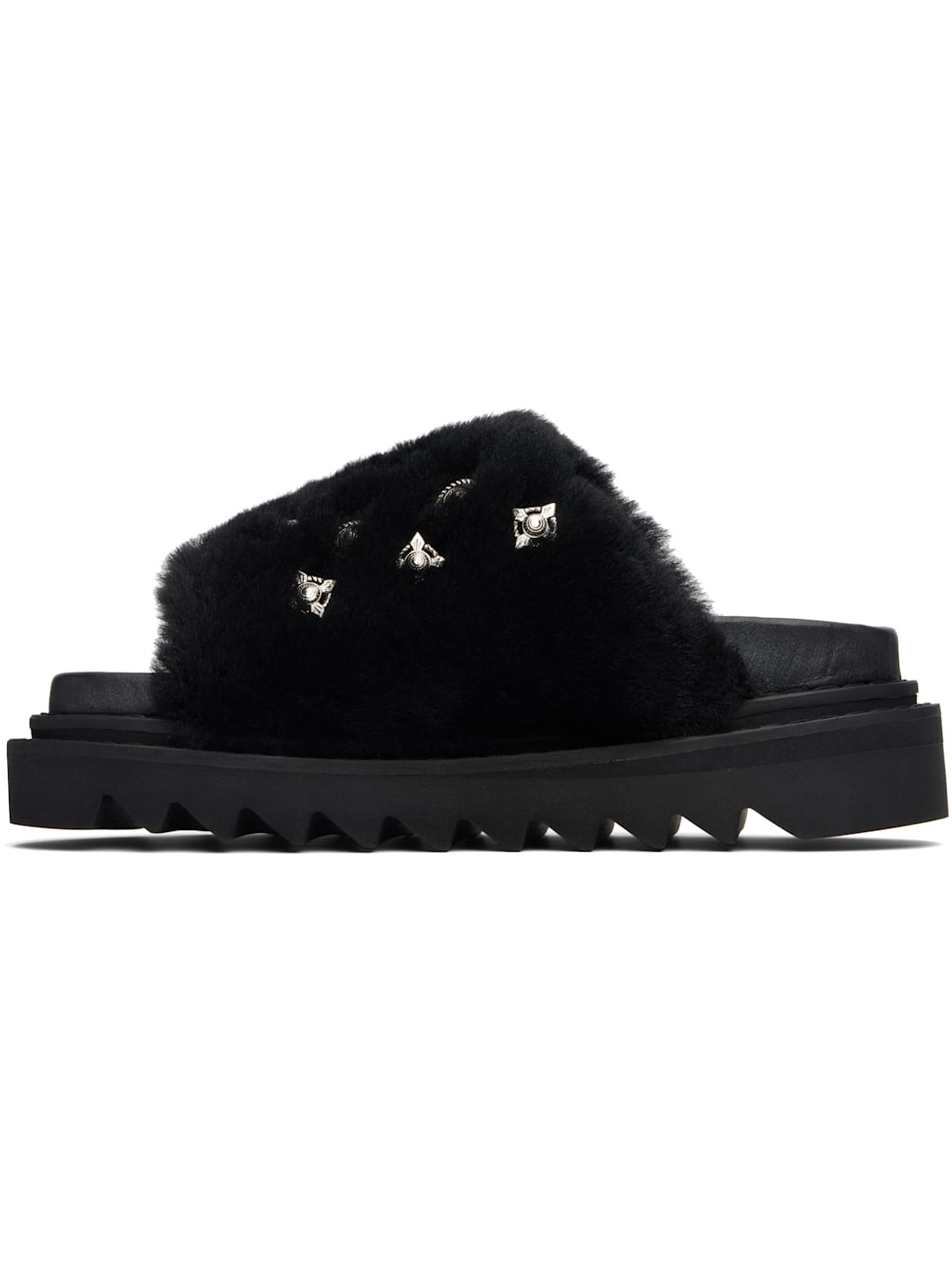 Black Fur Concho Slippers - 3