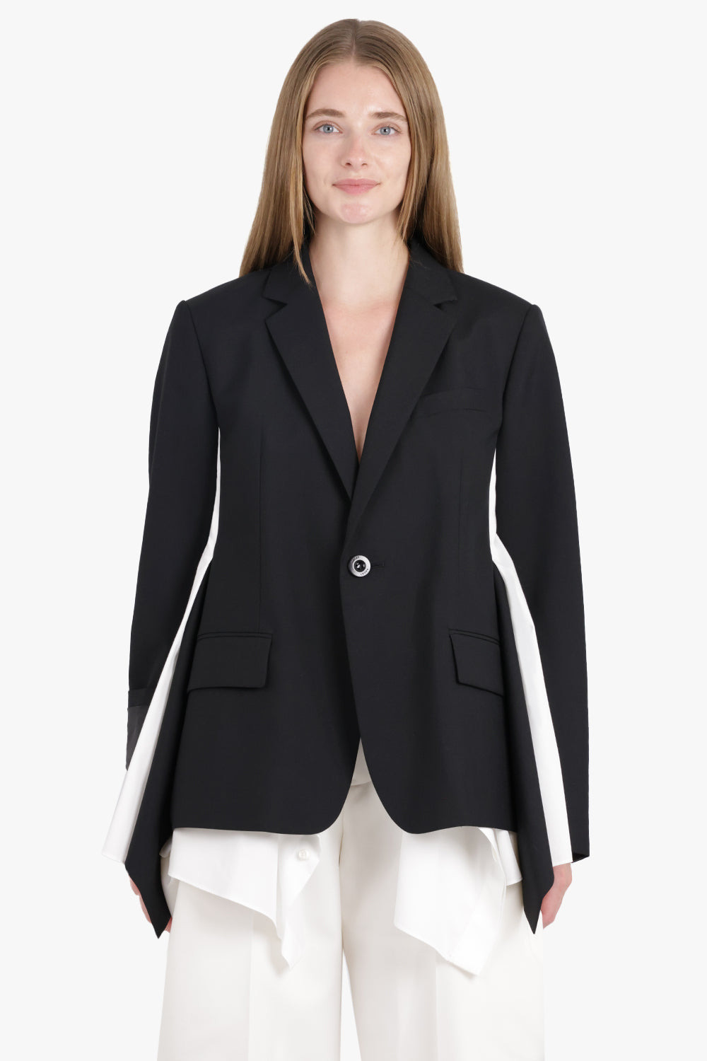 SUITING JACKET WITH SHIRT DETAILING | BLACK/OFF WHITE - 2