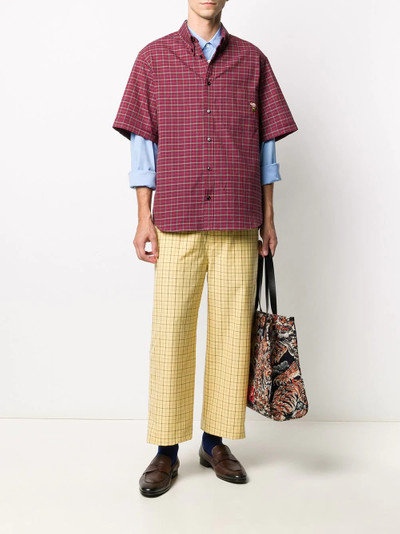 GUCCI cat-embroidered checked trousers outlook