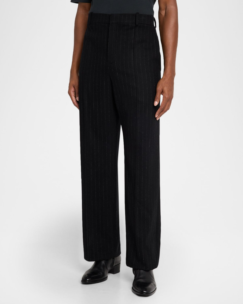 남자의 모직과 캐시미어 똑바른 Leg Pinstripe 바지 4
