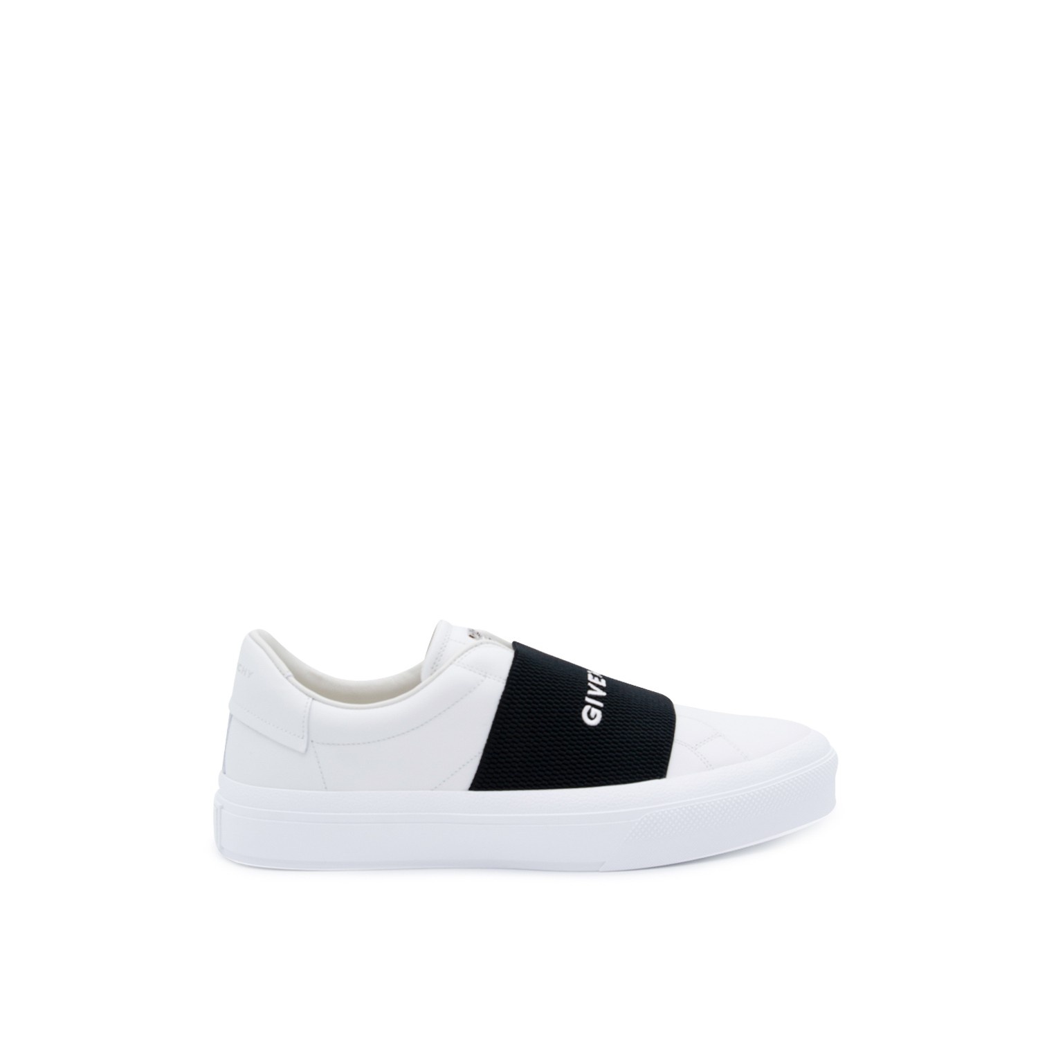 WHITE AND BLACK LEATHER CITY SPORT LOW TOP SNEAKERS - 1