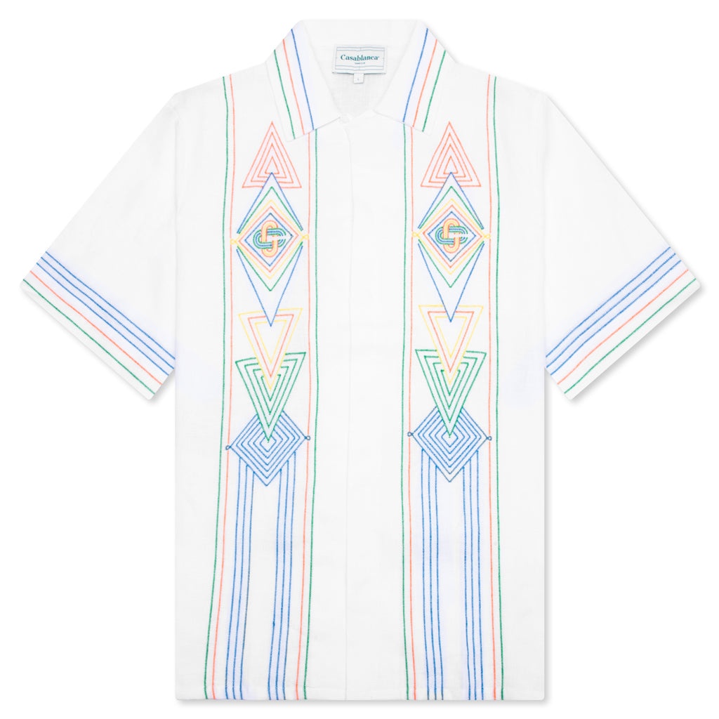 CHAINSTITCH EMBROIDERED GRAPHIC LINEN SHIRT - LE FIL DE LA MUSIQUE - 1