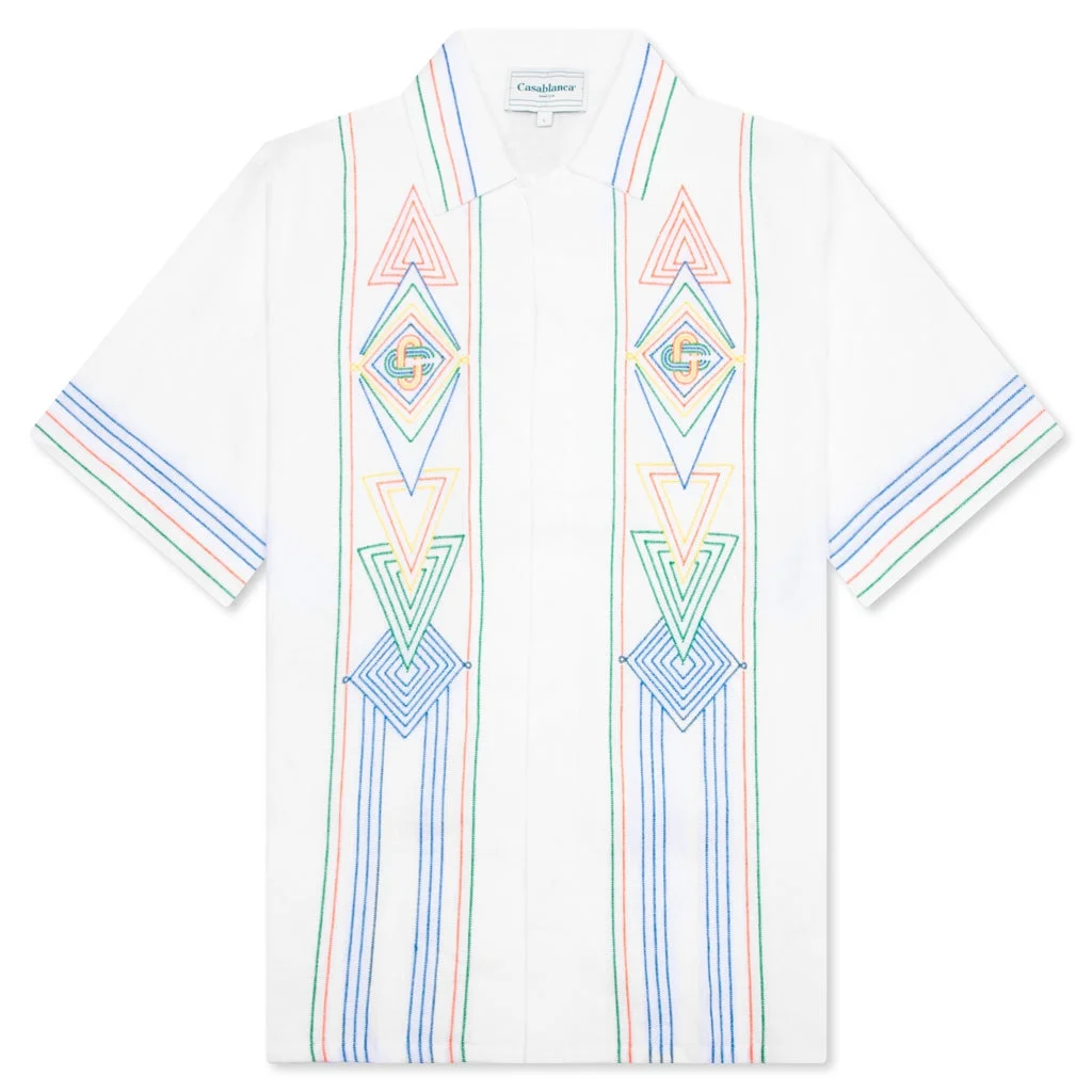 CHAINSTITCH EMBROIDERED GRAPHIC LINEN SHIRT - LE FIL DE LA MUSIQUE - 1