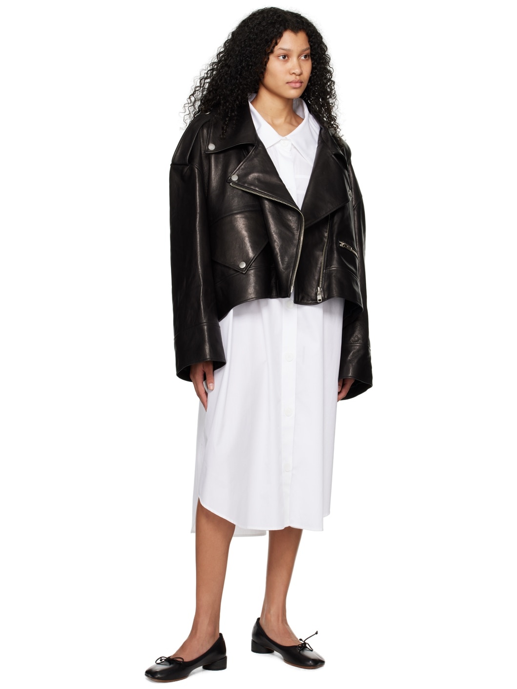 White Button-Up Midi Dress - 4