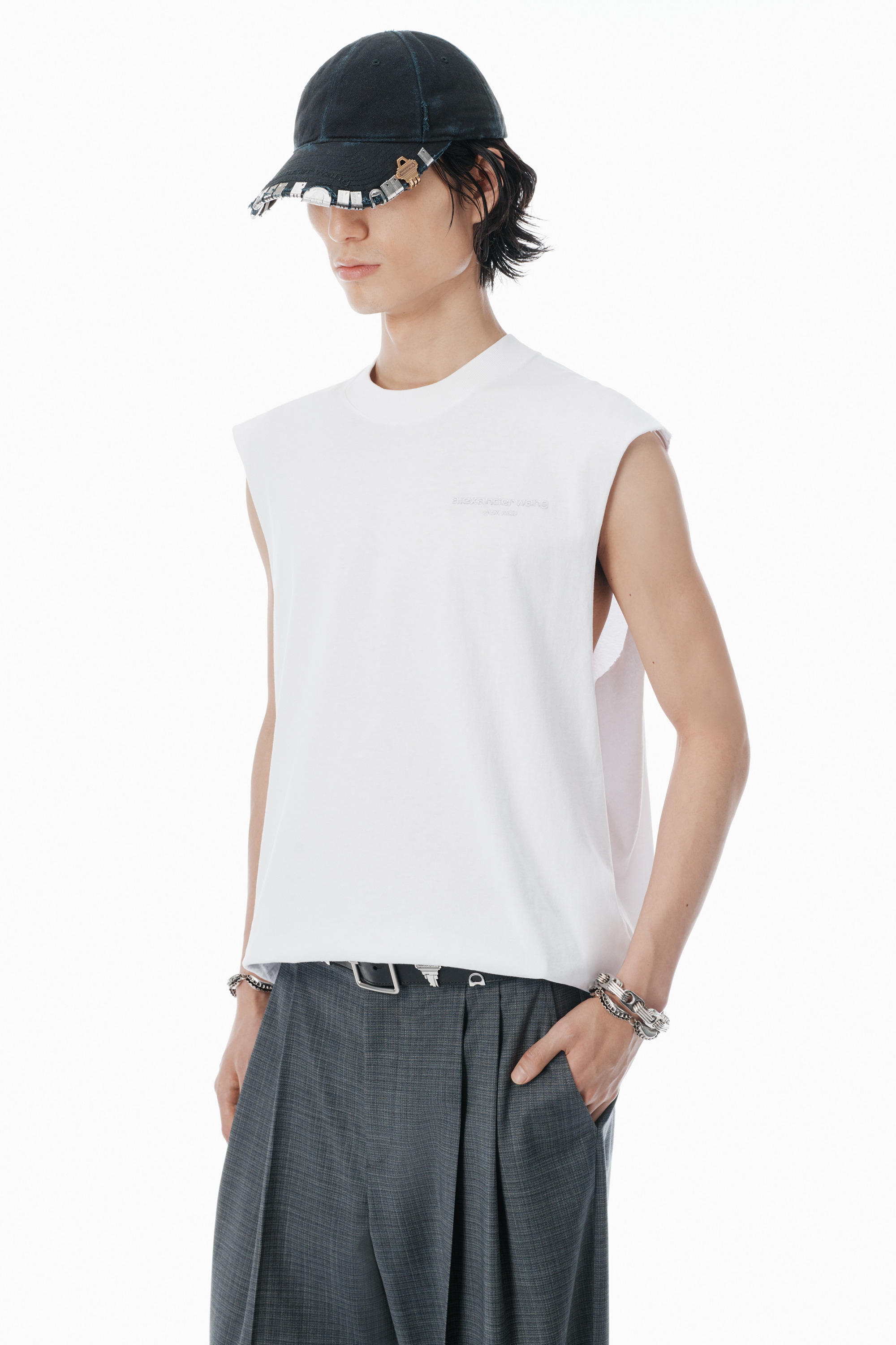 White Vintage Fade-Effect Muscle Tank - 3