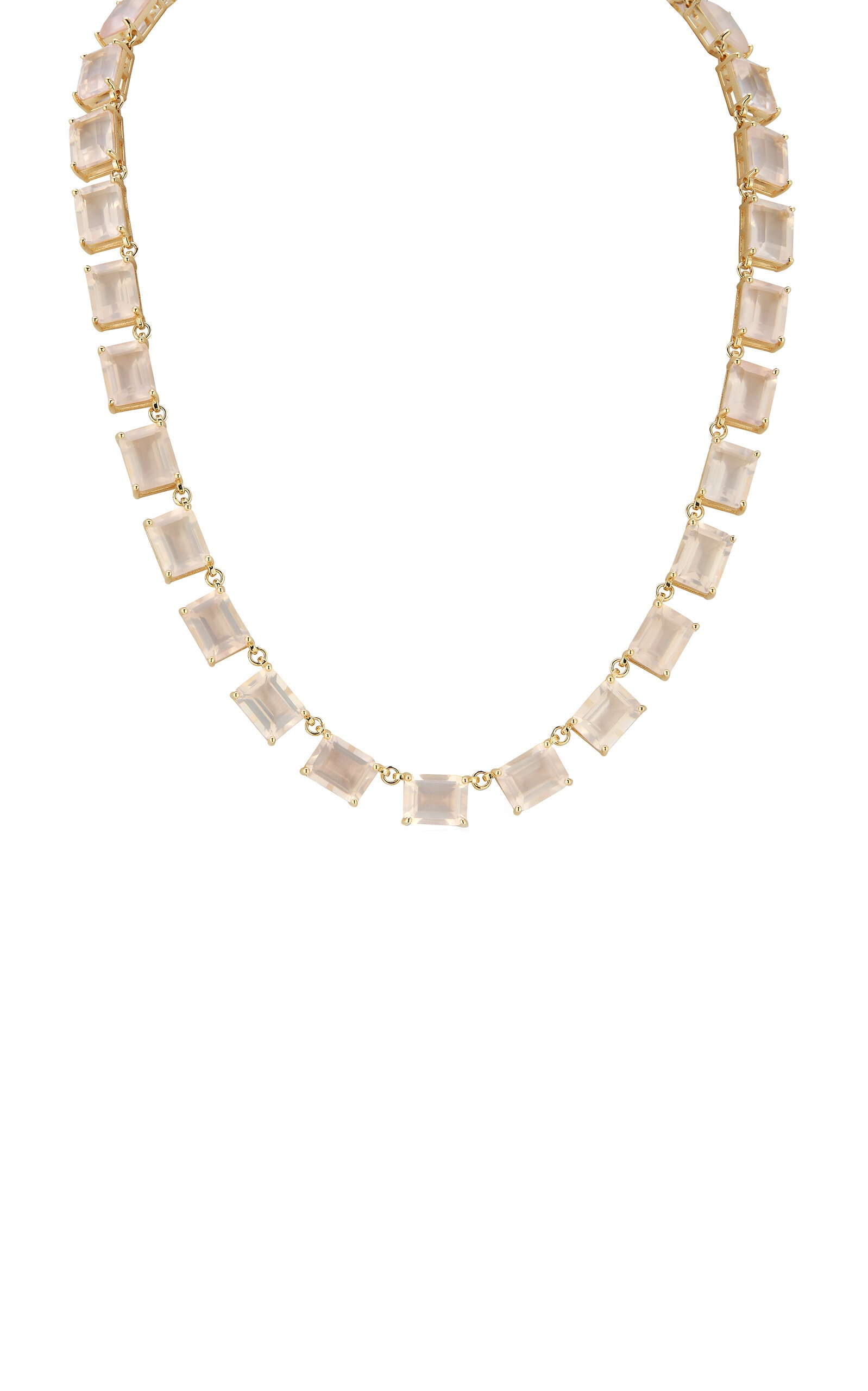 14K Yellow Gold Quartz Riviera Necklace pink - 3