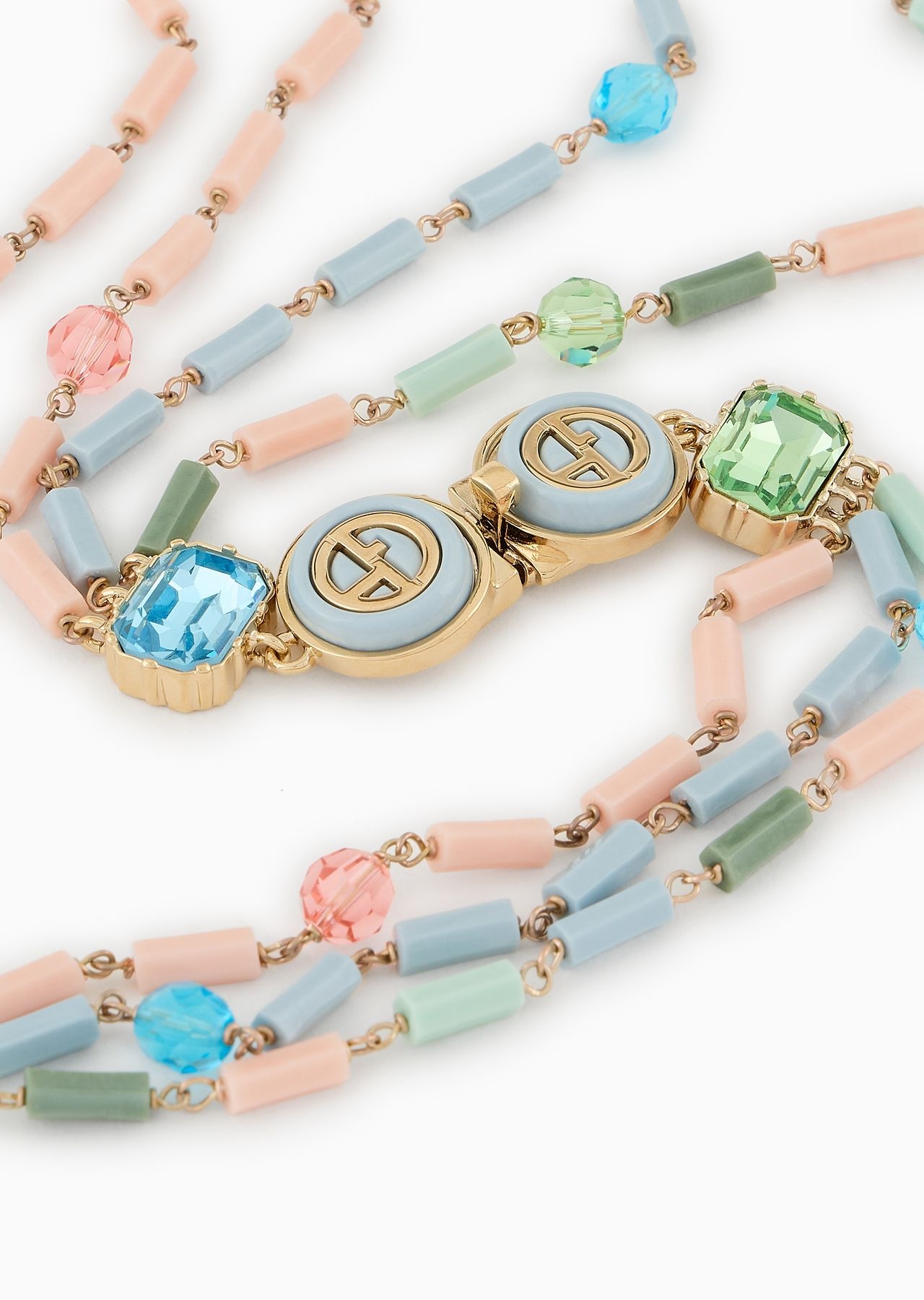 Multistrand necklace in resin and crystals - 2