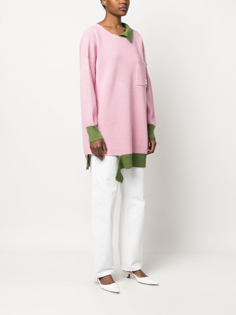 asymmetric raw-edge ribbed jumper - 3